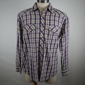 Wrangler 20X Shirt Mens Large Twenty Xtreme Western Button Up Plaid Long Sleeve